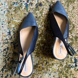 Tahari low heels with multi color blue leather in size 10M